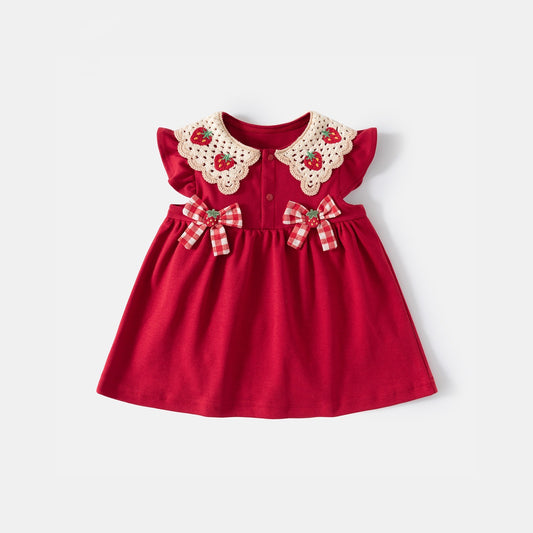 Dress Kanak-kanak Perempuan Strawberry Collar ( Tahun 1-7)