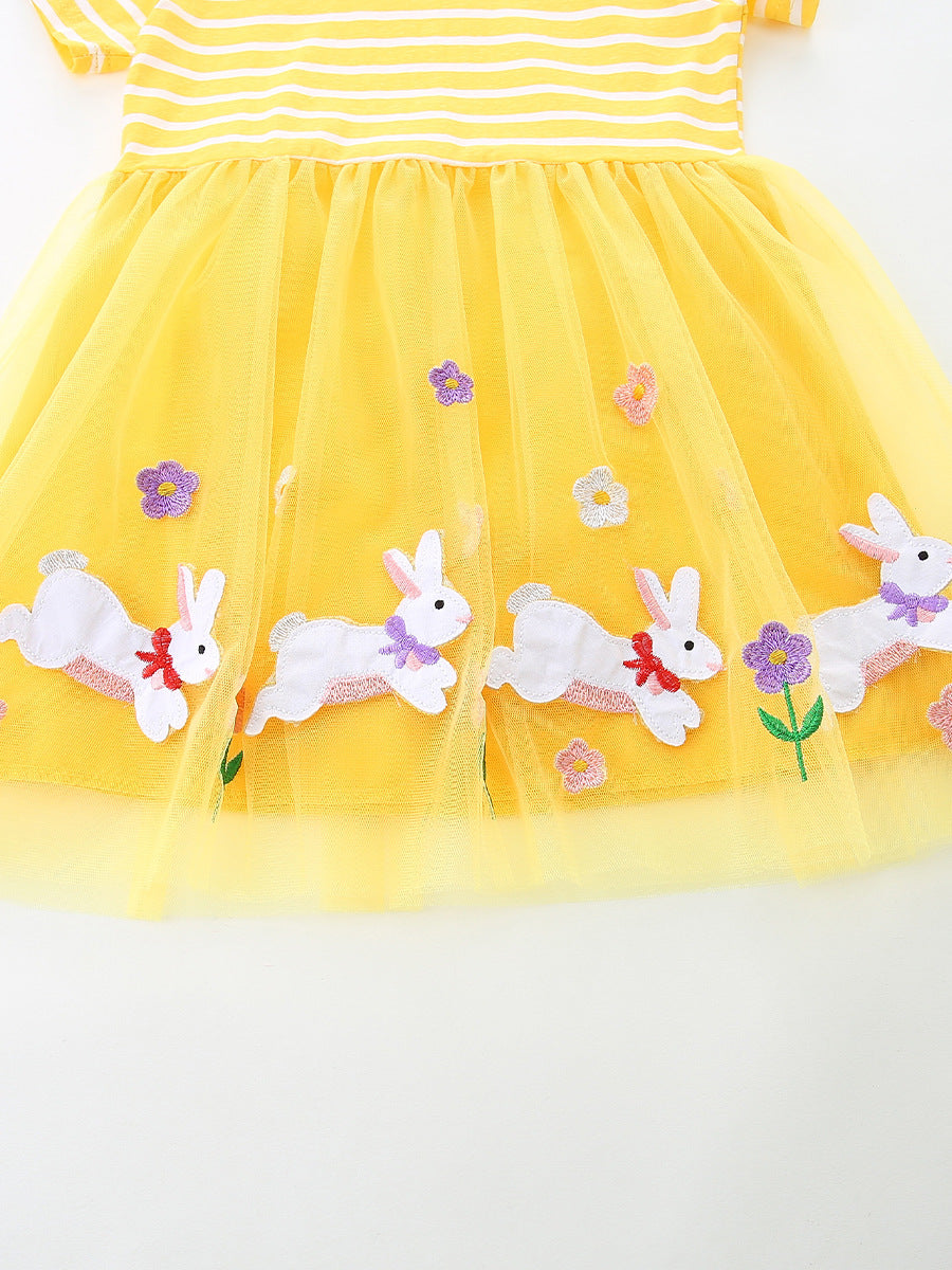 Rabbit Embroidered Mesh Princess Dress