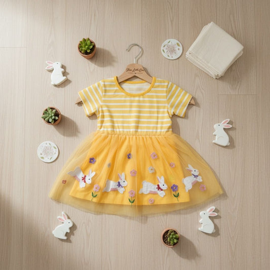 Rabbit Embroidered Mesh Princess Dress