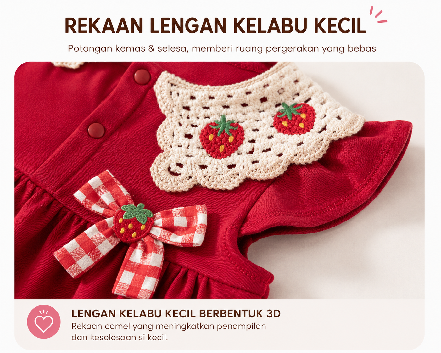 Dress Kanak-kanak Perempuan Strawberry Collar ( Tahun 1-7)