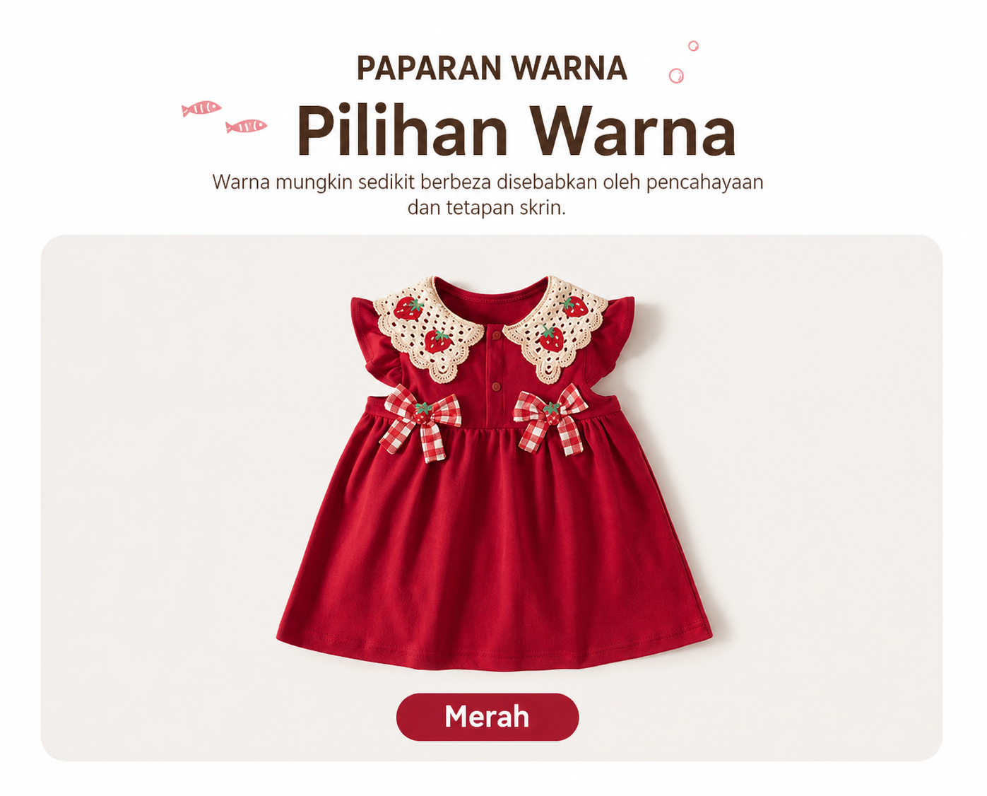 Dress Kanak-kanak Perempuan Strawberry Collar ( Tahun 1-7)