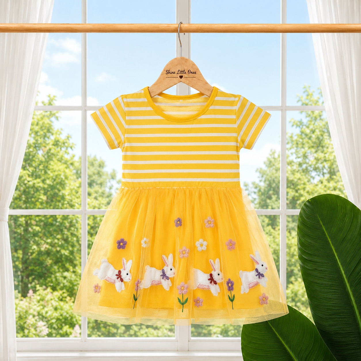 Rabbit Embroidered Mesh Princess Dress