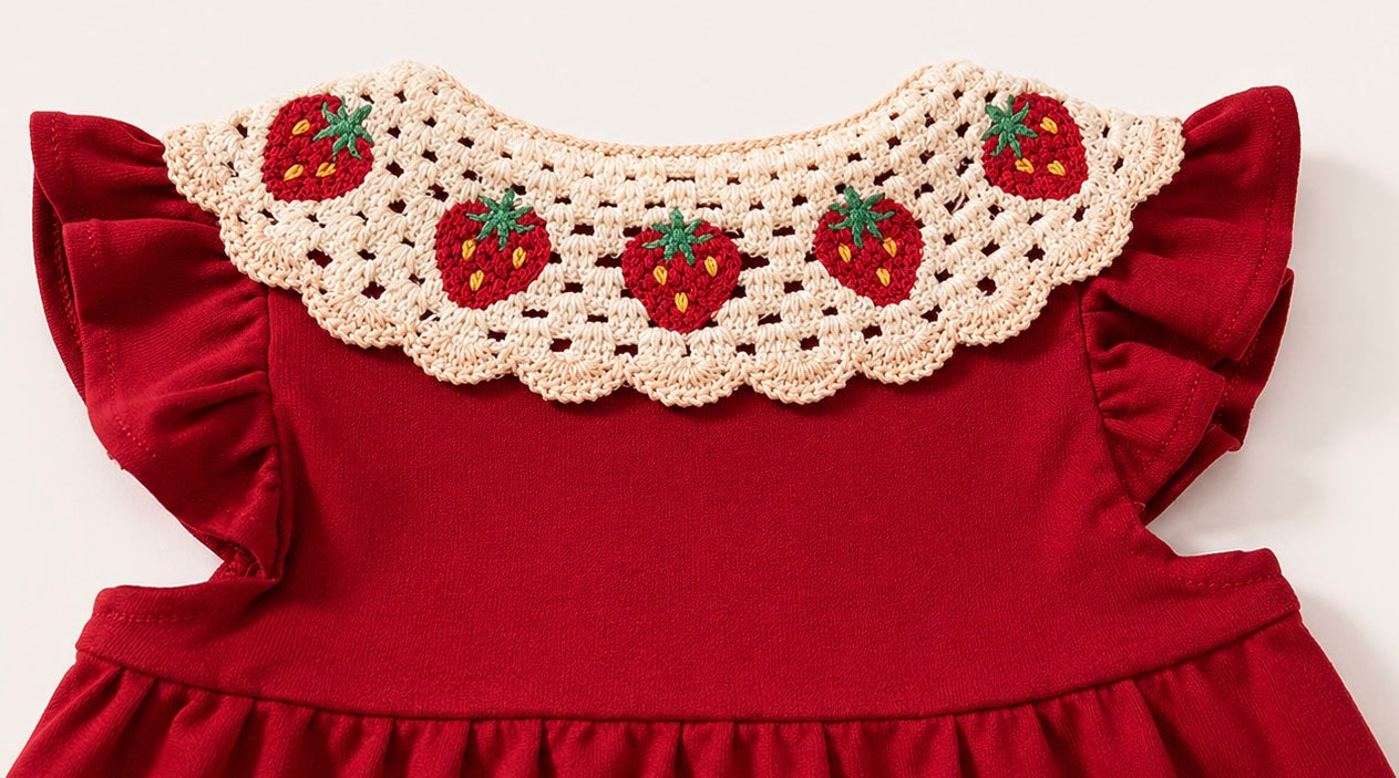 Dress Kanak-kanak Perempuan Strawberry Collar ( Tahun 1-7)