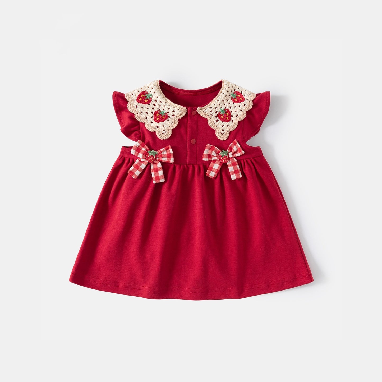 Dress Kanak-kanak Perempuan Strawberry Collar ( Tahun 1-7)