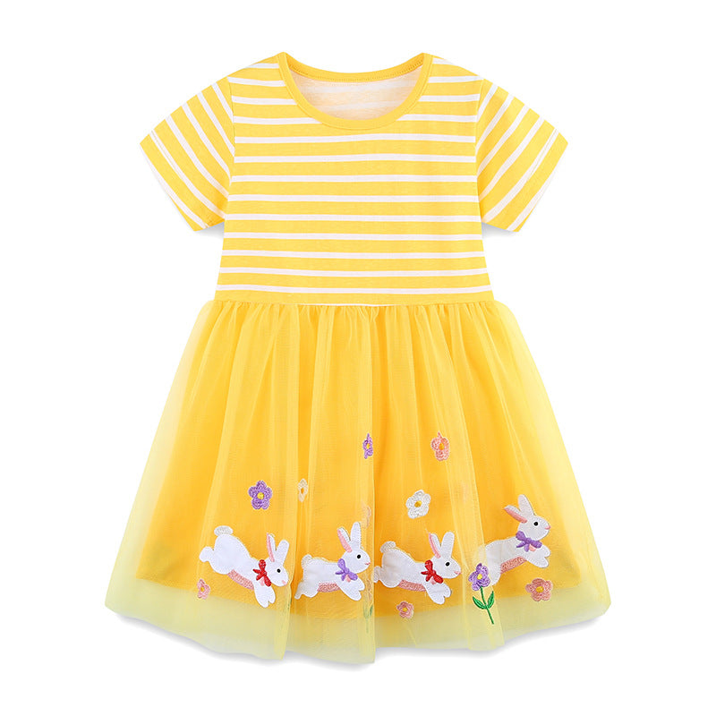 Rabbit Embroidered Mesh Princess Dress