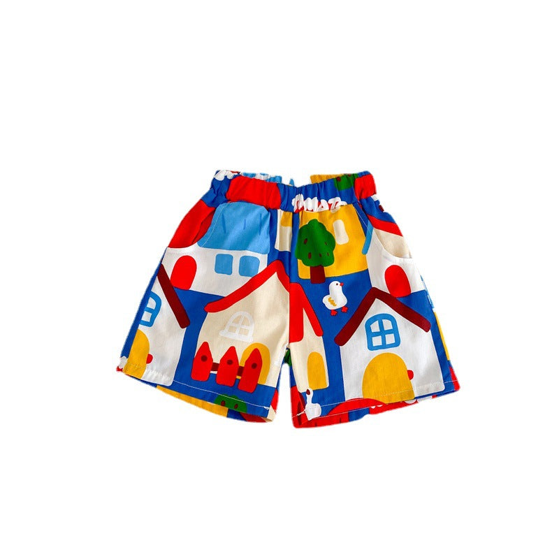 Little House Printed Cotton Shorts