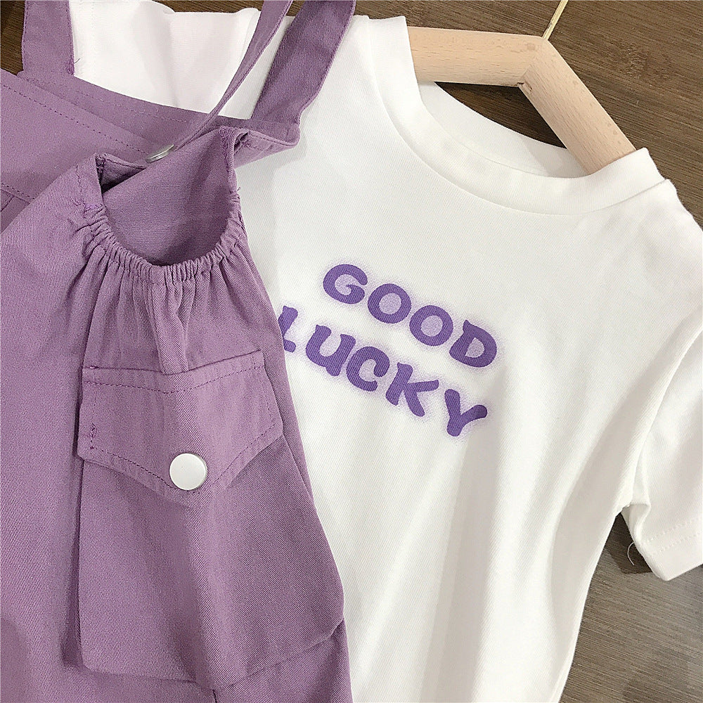 Purple Pinafore Dress Two-piece set