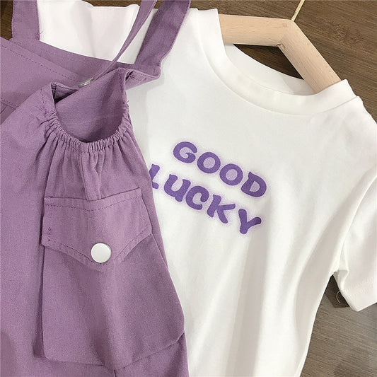 Purple Pinafore Dress Two-piece set