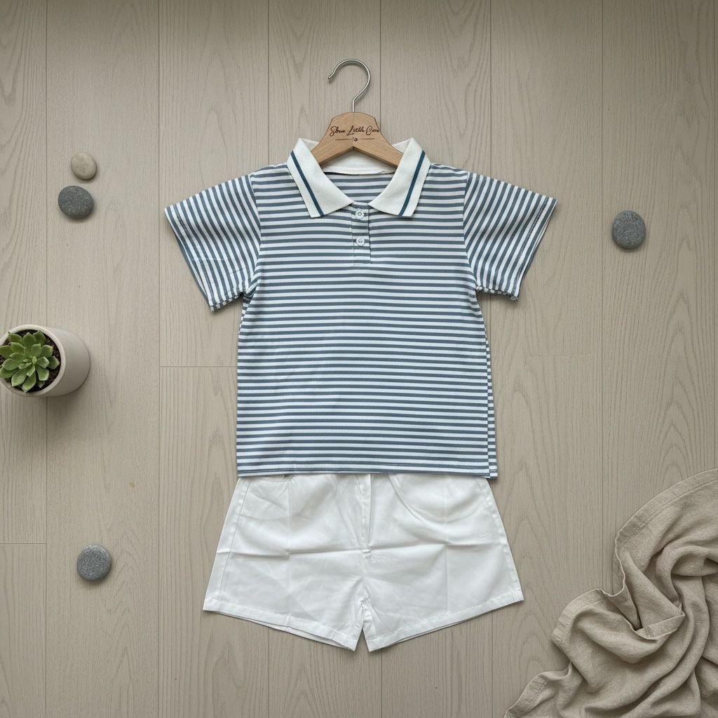 Striped short sleeve polo suit