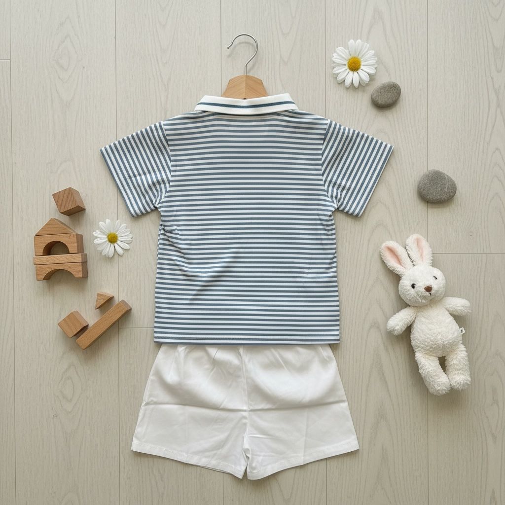 Striped short sleeve polo suit