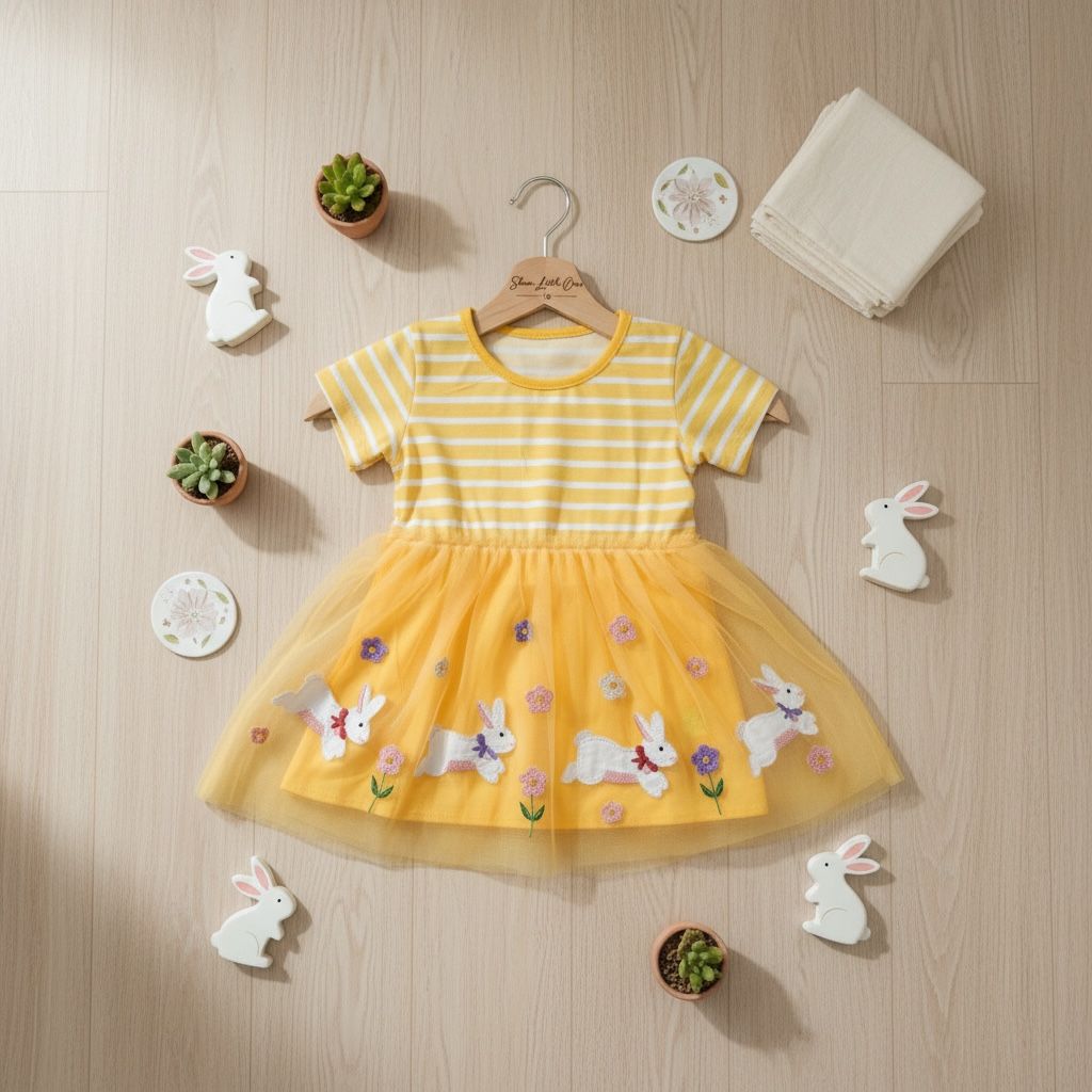 Rabbit Embroidered Mesh Princess Dress