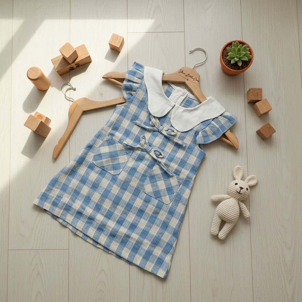 Blue Checkered Sleeveless Dress