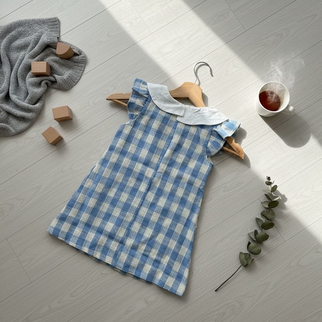 Blue Checkered Sleeveless Dress