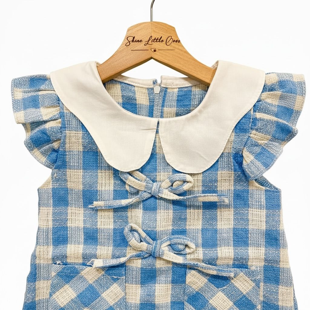 Blue Checkered Sleeveless Dress