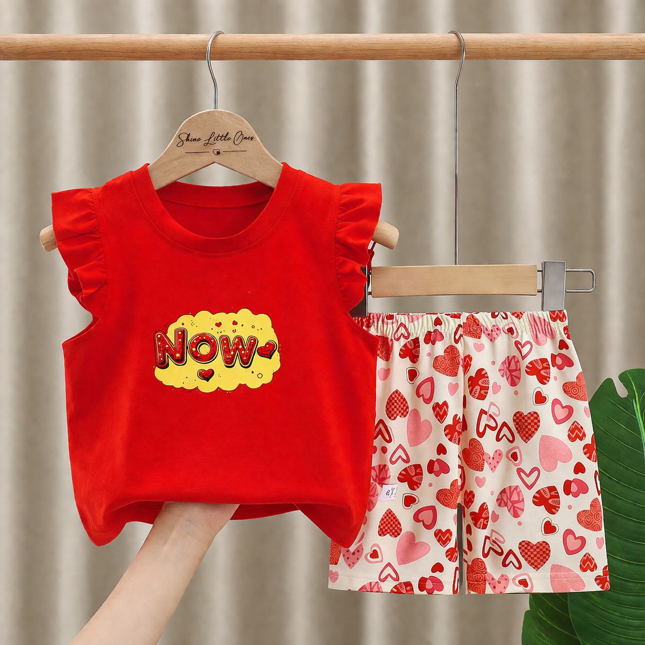 Set Kanak-kanak Perempuan Top + Seluar Pendek Kartun Comel (Tahun 1 - 5)