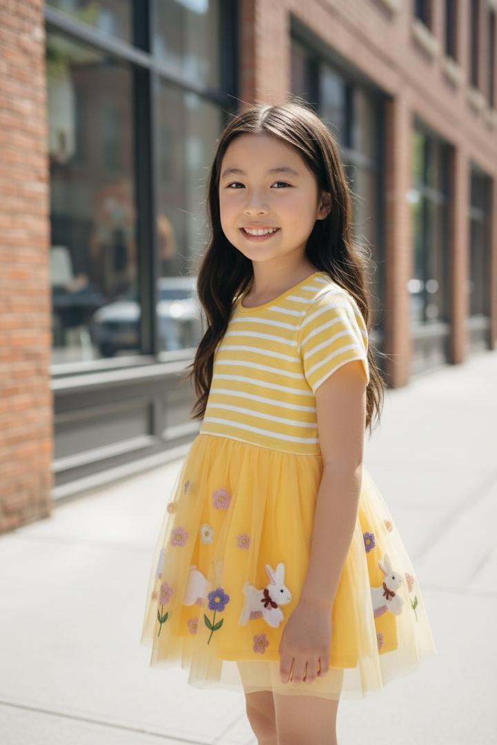 Rabbit Embroidered Mesh Princess Dress