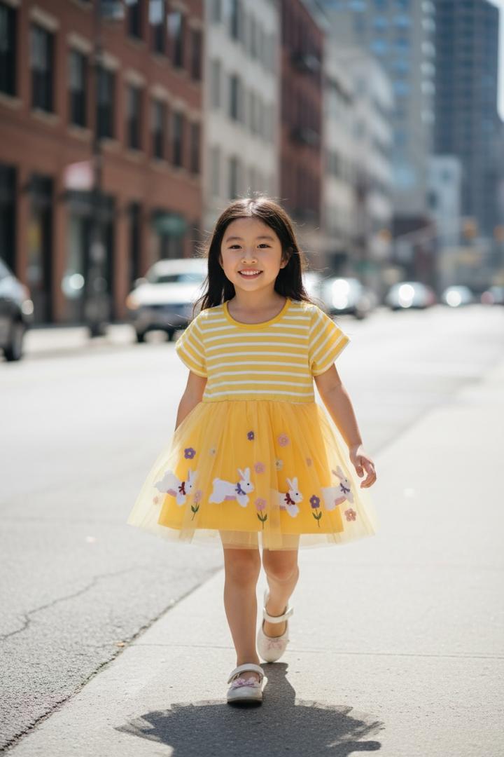 Rabbit Embroidered Mesh Princess Dress