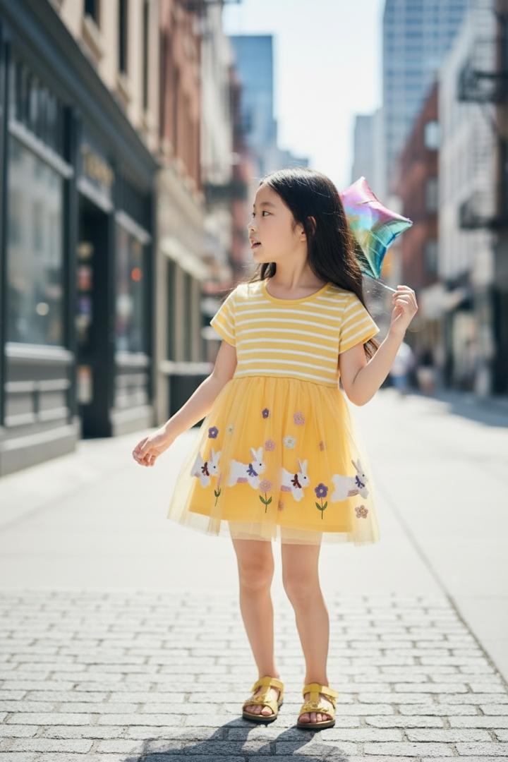 Rabbit Embroidered Mesh Princess Dress