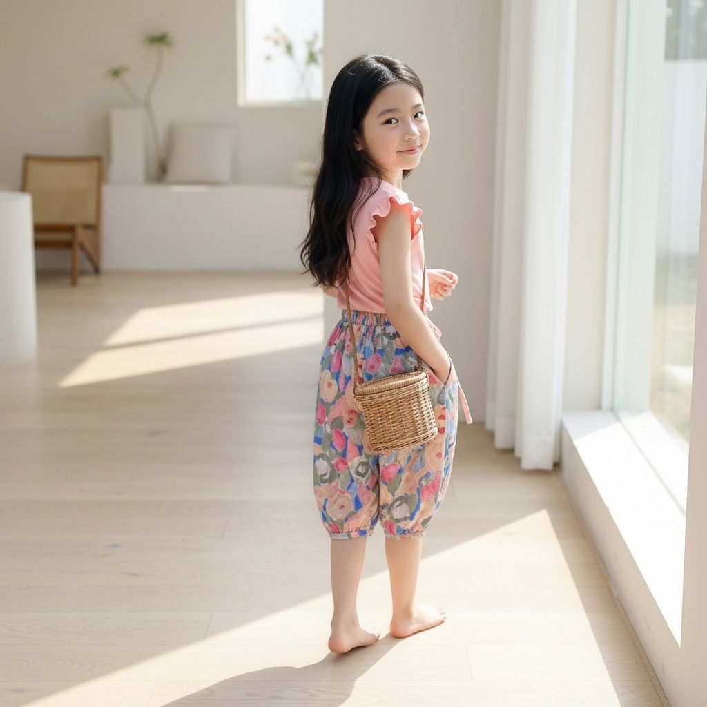 Pink Ruffle Top & floral shorts set
