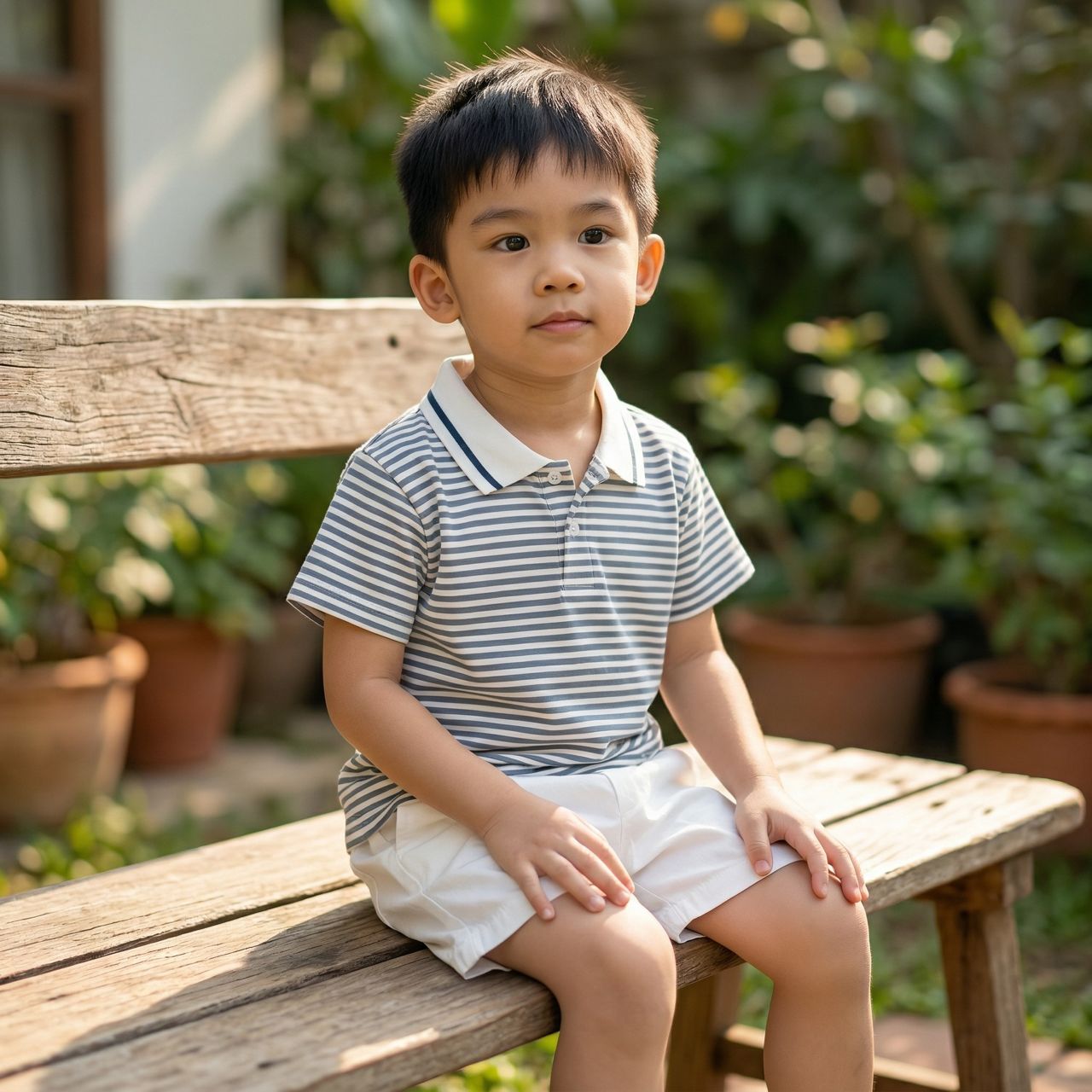Striped short sleeve polo suit
